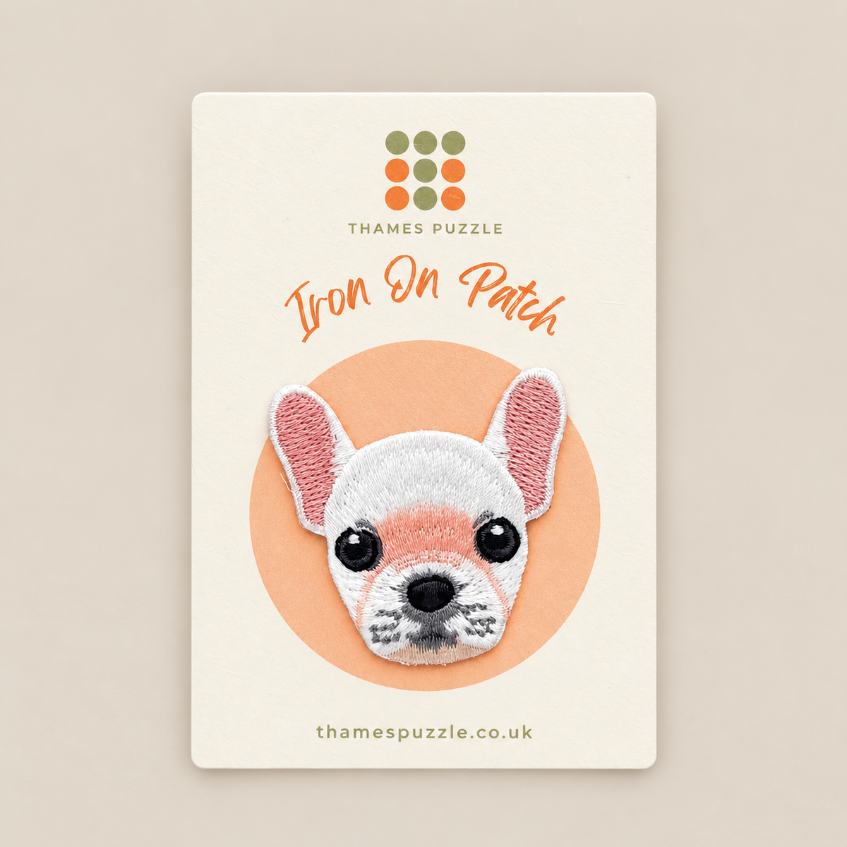French Bull Dog Embroidered Iron-On Patch