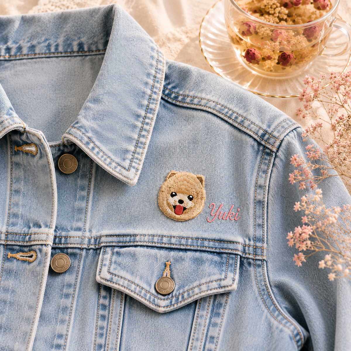 Pomeranian Dog Embroidered Iron-On Patch