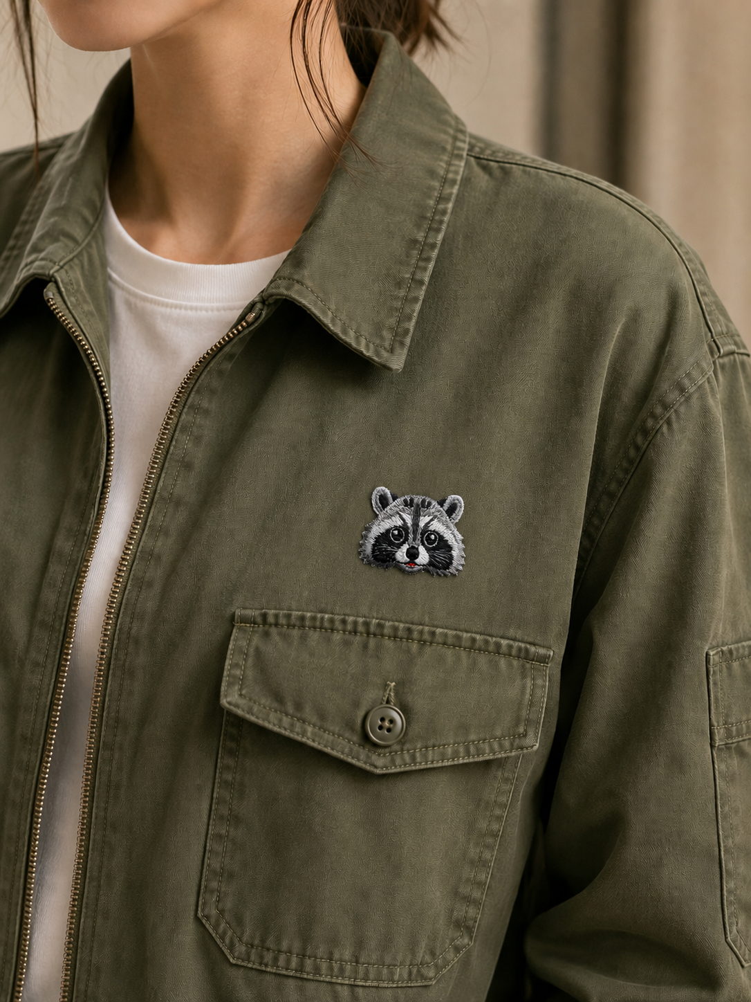 Raccoon Embroidered Iron-On Patch