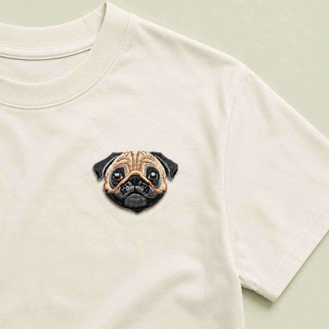 Pug Dog Embroidered Iron-On Patch