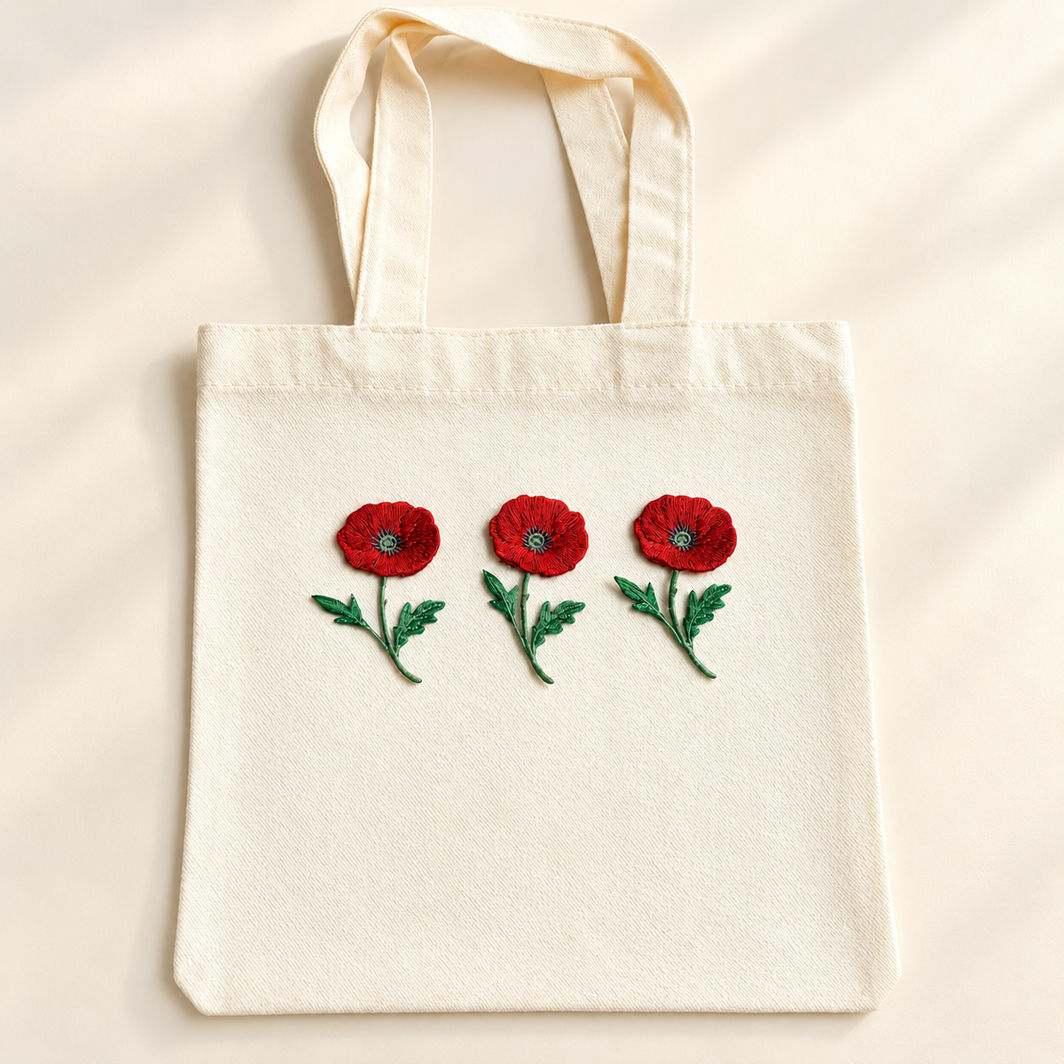 Red Poppy Embroidered Iron-On Patch