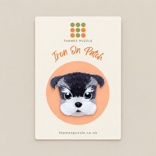 Miniature Schnauzer Dog Embroidered Iron-On Patch