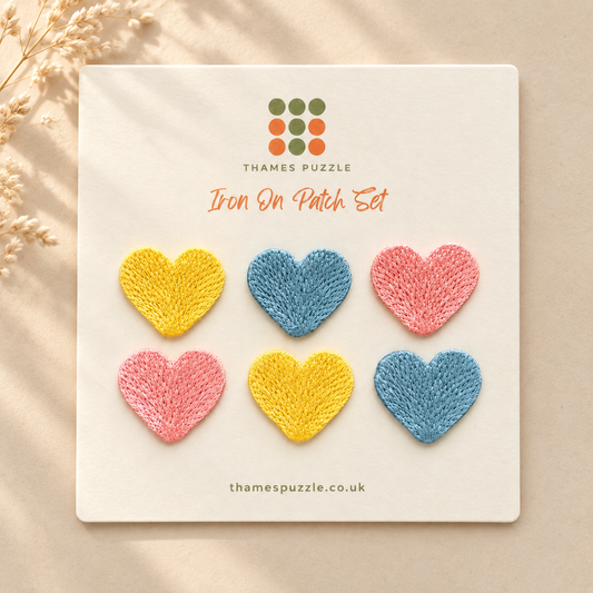 Summer Heart Embroidered Iron-On Patch Set of 6