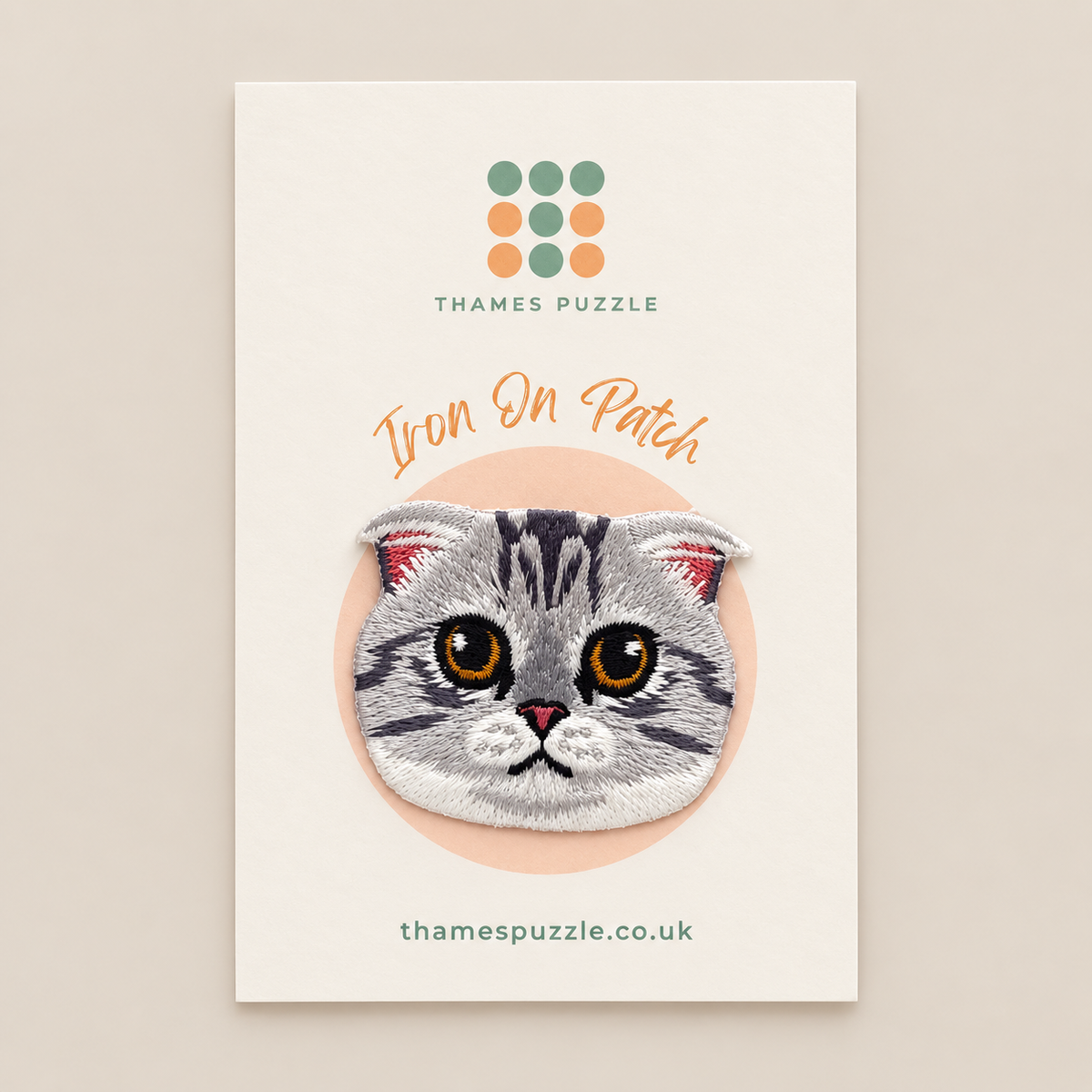 Scottish Fold Ear Cat Embroidered Iron-On Patch