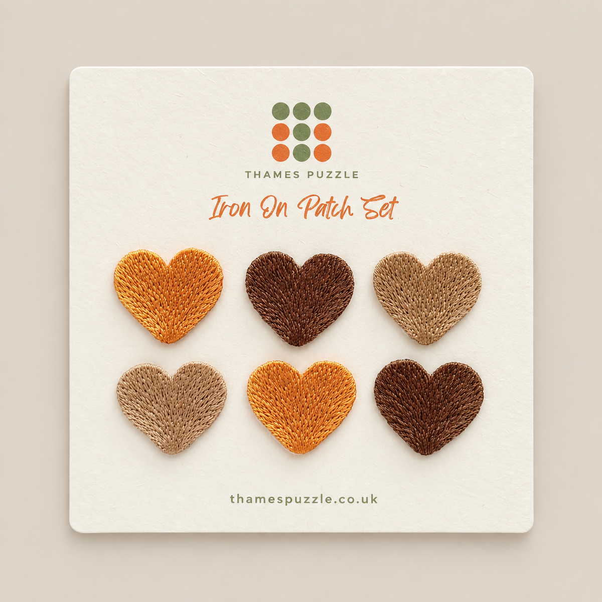 Autumn Heart Embroidered Iron-On Patch Set of 6