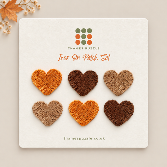 Autumn Heart Embroidered Iron-On Patch Set of 6