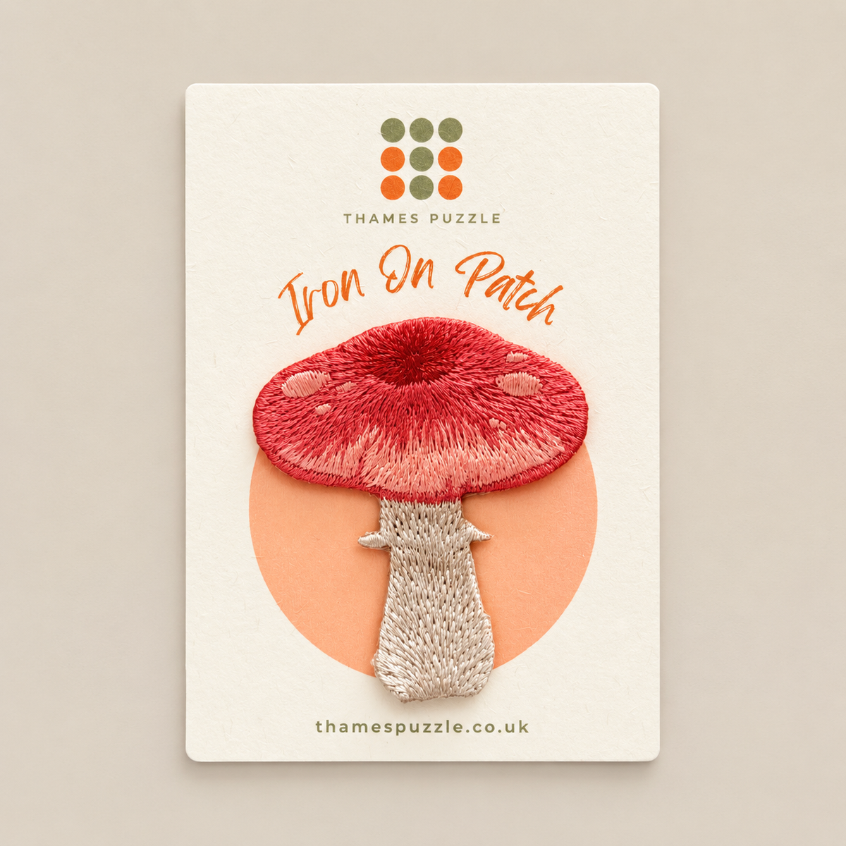 Pink Mushroom Embroidered Iron-On Patch