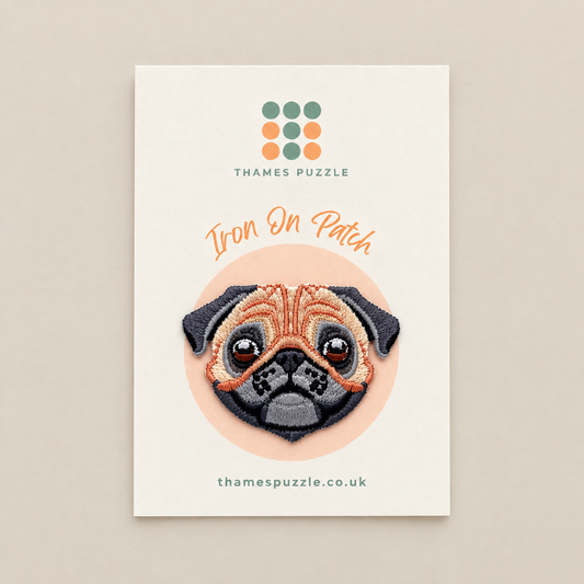 Pug Dog Embroidered Iron-On Patch