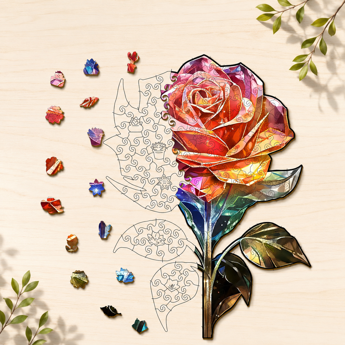 Galaxy Rose Wooden Jigsaw Puzzle