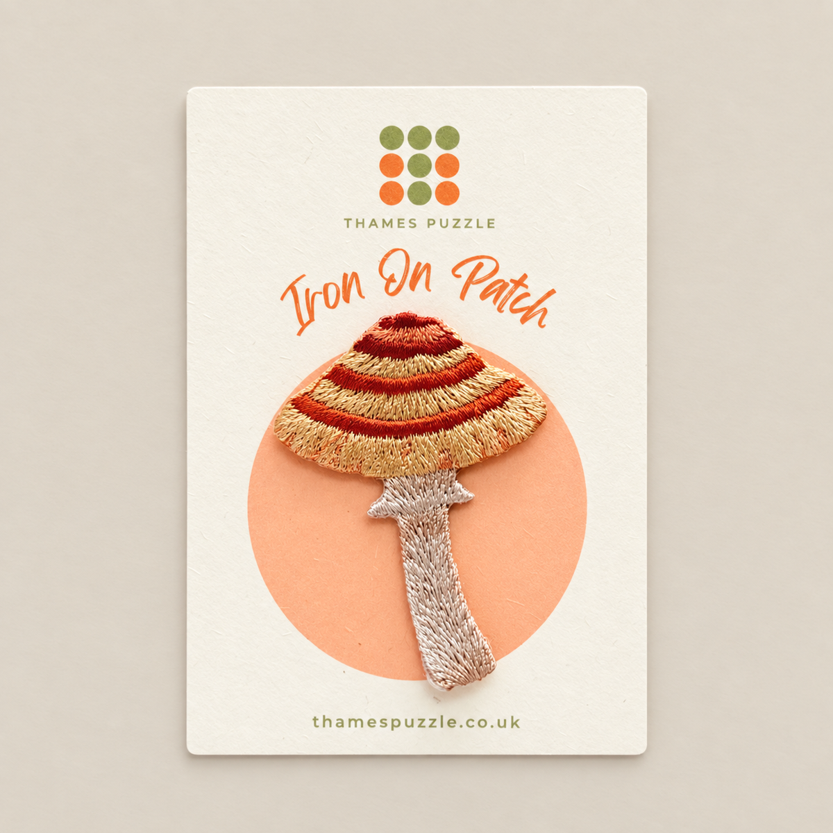 Golden Striped Mushroom Embroidered Iron-On Patch