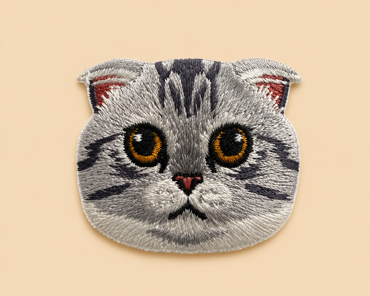 Scottish Fold Ear Cat Embroidered Iron-On Patch