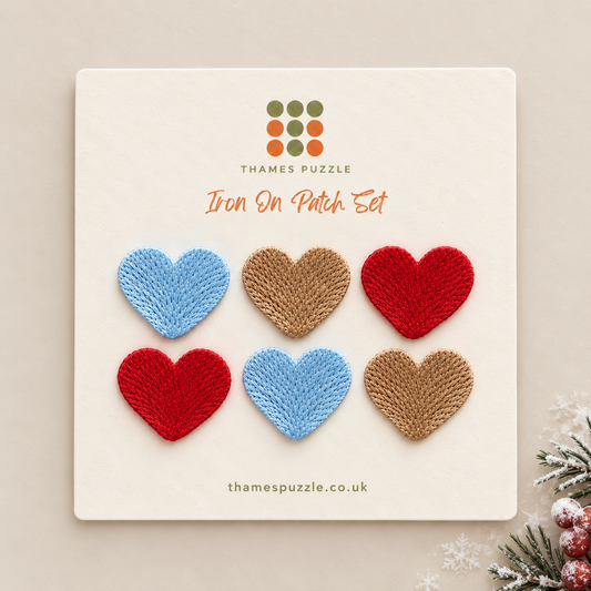Winter Heart Embroidered Iron-On Patch Set of 6